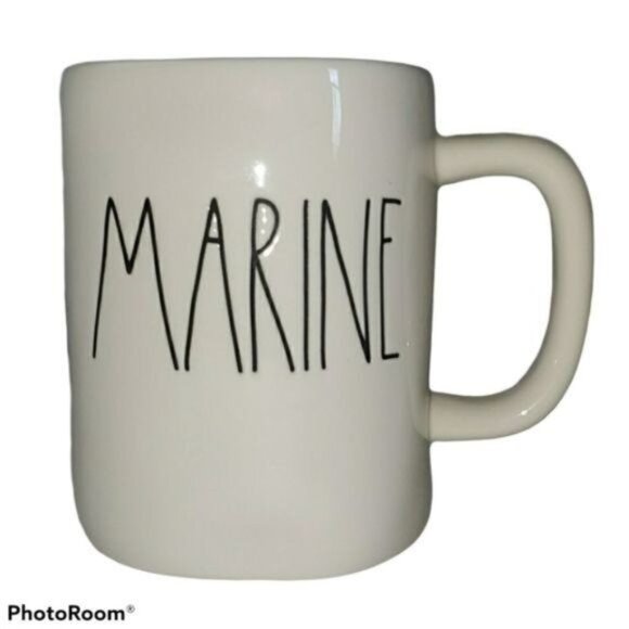 Rae Dunn CERAMIC Cup Mug Coffee MARINE White New - Picture 2 of 9